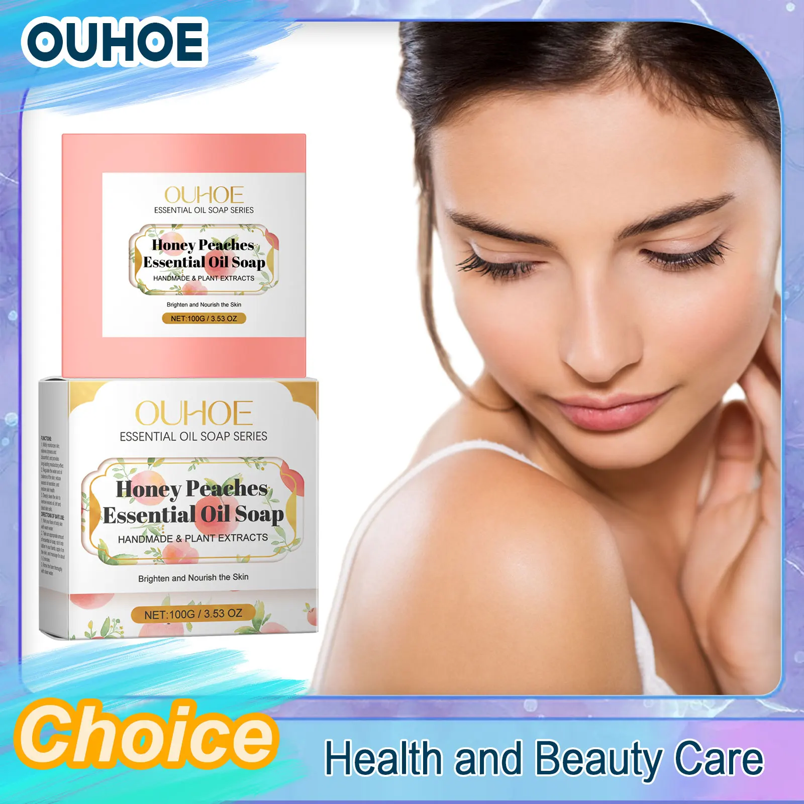 

Peach Soap Cleansing Exfoliating Anti Odor Purify Dirt Preventing Dry Smoothing Refreshing Fragrance Bathing Essential Oil Soap
