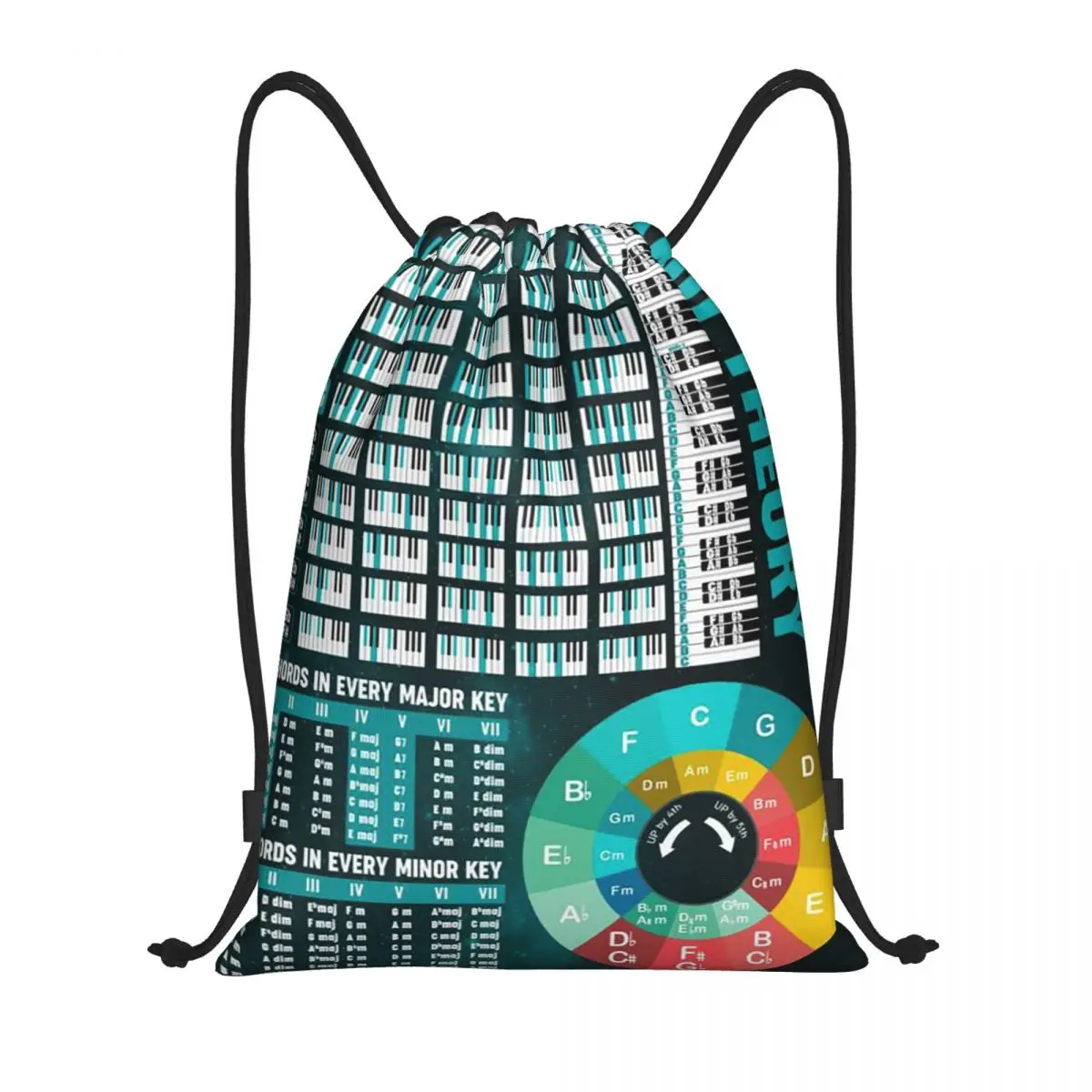 

Music Basic Guitar Chord Theory Chart Piano Backpacks Drawstring Bundle Pocket Storage Bag Book Bags for Man Woman Students