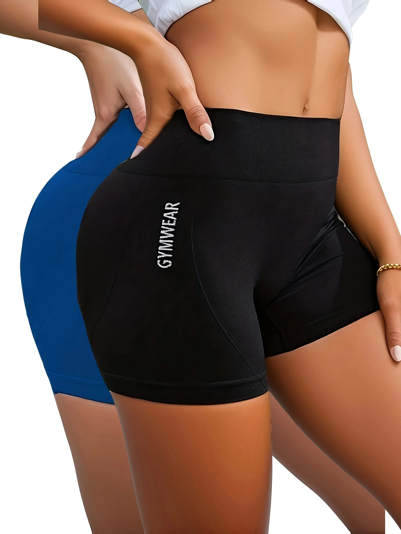 

2Pcs Women High Waist Butt Lift Sports Short Pants High Stretch Quick-Drying Breathable Yoga Shorts Athletic Tights