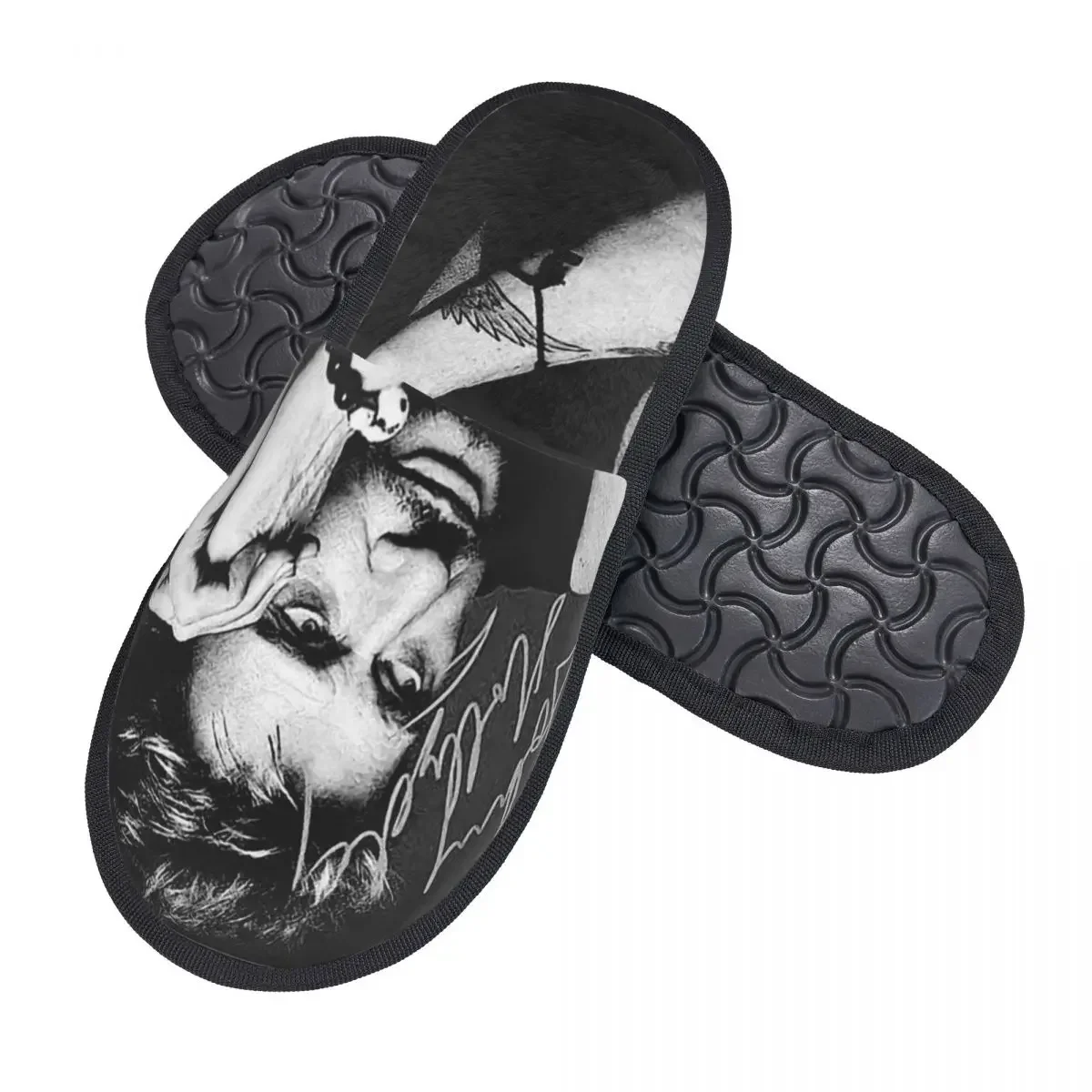 France Rock Singer CrewJohnny Hallyday Men Women Furry slippers Leisure pantoufle homme Home slippers