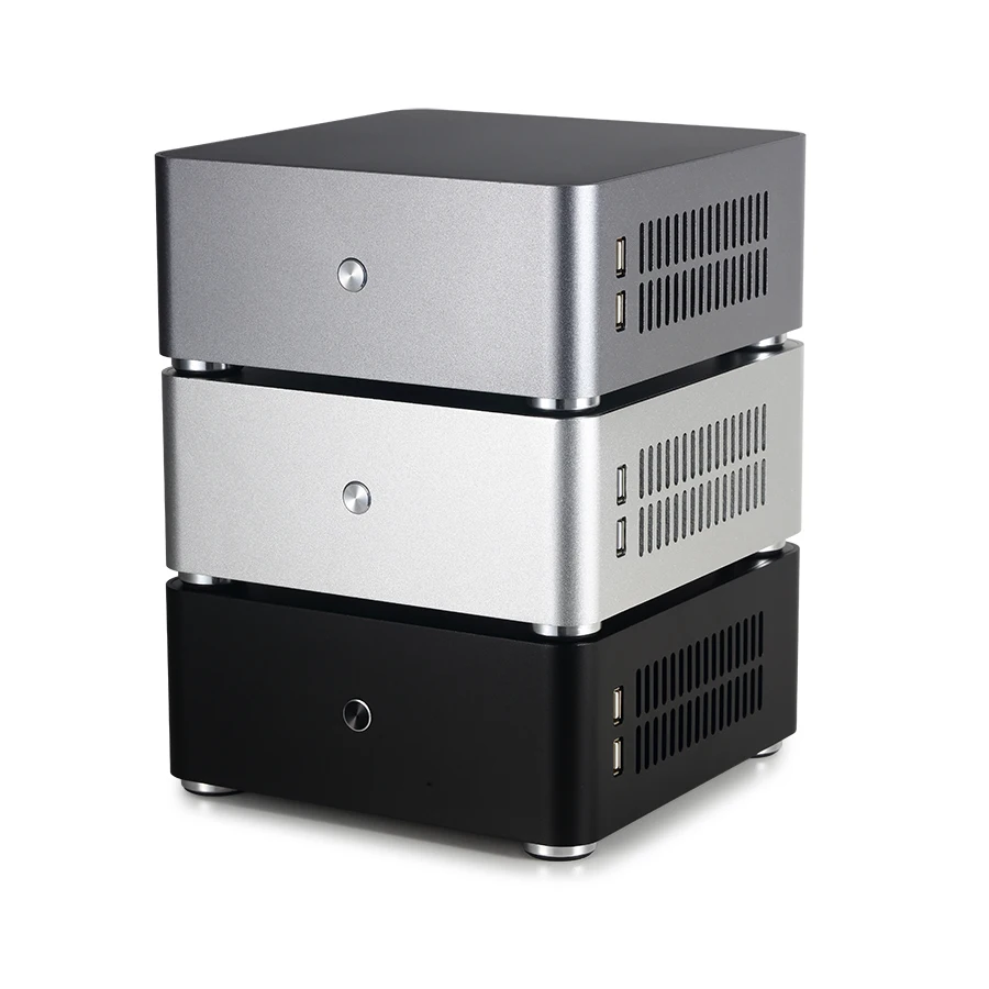 Realan aluminum metal ITX case computer pc mini case itx with customized I/O structure