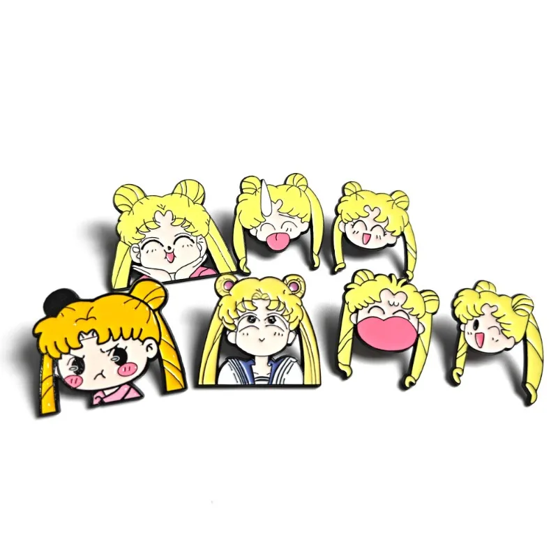 7Pcs Set Sailor Moon Heart Shape Enamel Pins Cartoon Broochs Creativity Metal Badges for Backpack Clothing Jewelry Holiday Gifts view 6