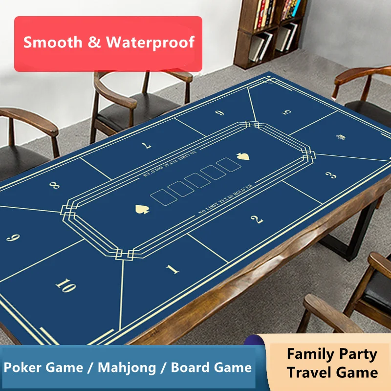 Rubber Hold'Em Texas Poker Mat Travel Mahjong Chips Dice Board Game Rubbermats Home Gaming Desk Pad Family Party 6/8/10 Players