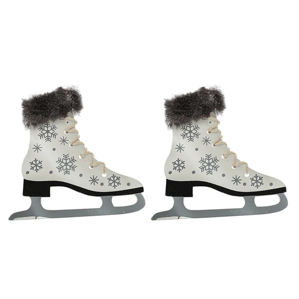 

2 pcs Wooden Skate Shaped naments Heart Shaped Decorations Christmas Party Pendant Hanging Xmas Supplies Lightweight DIY