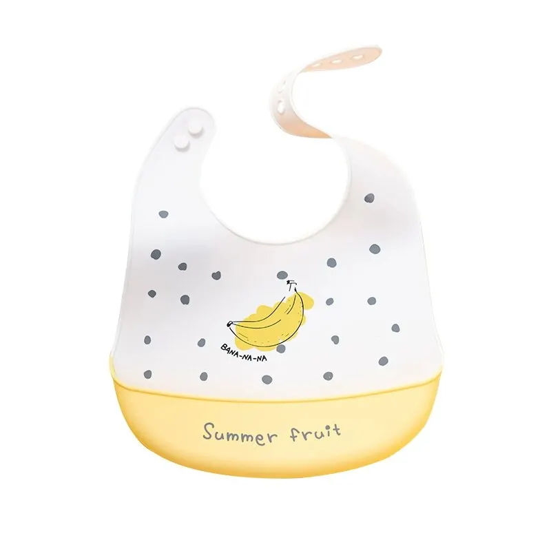 Silicone Babi Bib Waterproof Saliva Dripping Banana Bibs Cartoon Newborn Feeding Soft Edible Aprons Baby Adjustable Burp Scarf