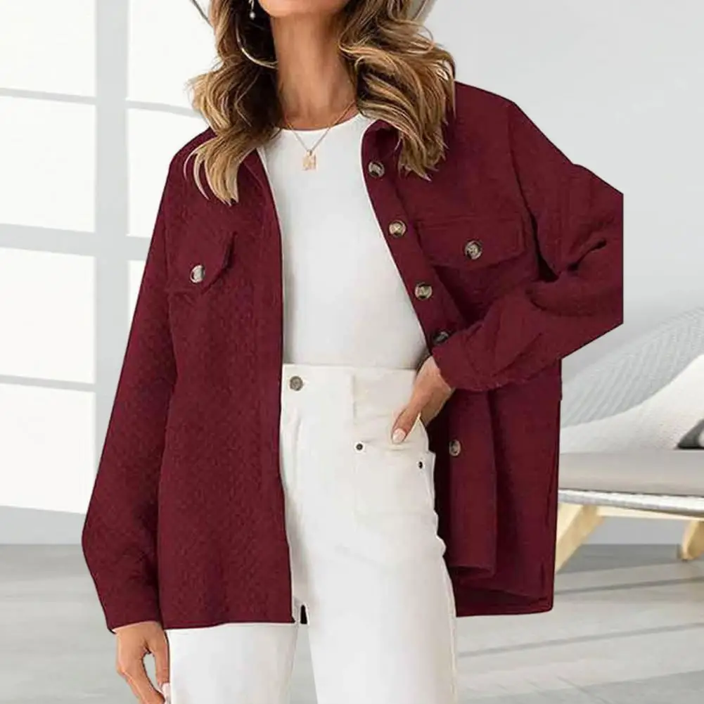 

Solid Color Winter Coat Stylish Mid-length Women's Cardigan Thick Single-breasted Winter Coat with Turn-down Collar for Fall