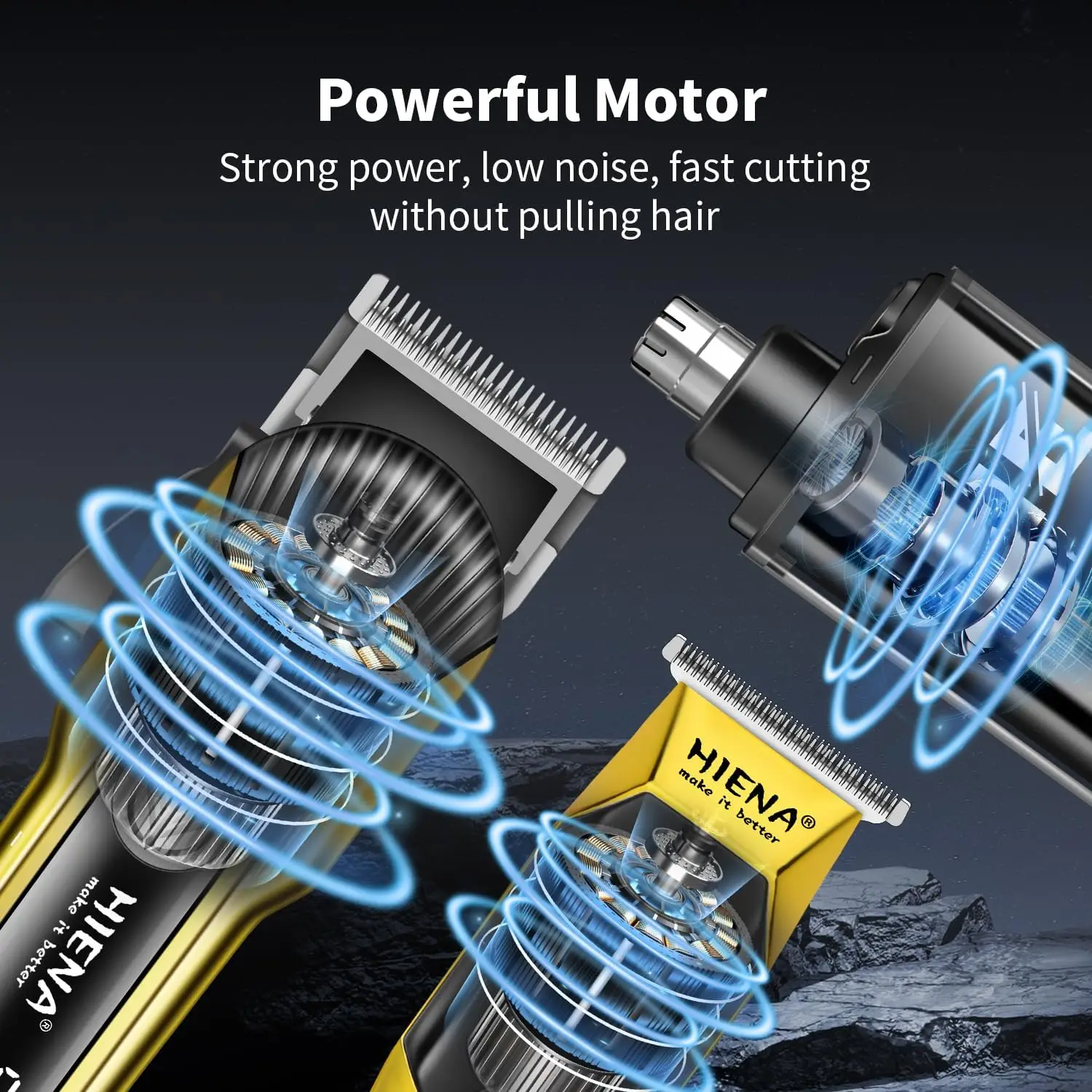 HIENA الرجال مقص الشعر مجموعة المهنية الشعر أداة تهذيب اللحية ذكي LED عرض تصفيف الشعر آلة قطع قواطع الحلاق