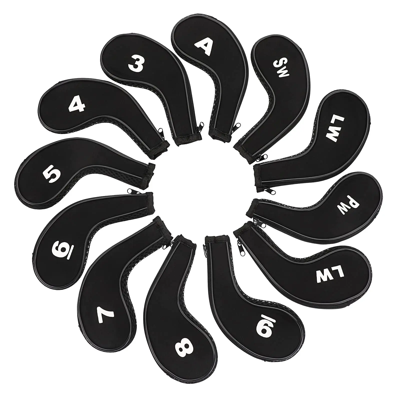 

Golf Headcovers Black Head Covers for Club, Iron, Bestsky Custom Design Protectors Closure Long Cover Set Accessories for Gift
