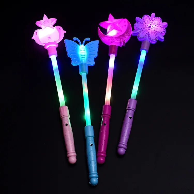 Cartoon Butterfly Crown Star Glowing Magic Wand Cute Colourful Flashing Wand Birthday Party Props Accessories Glowing Toys