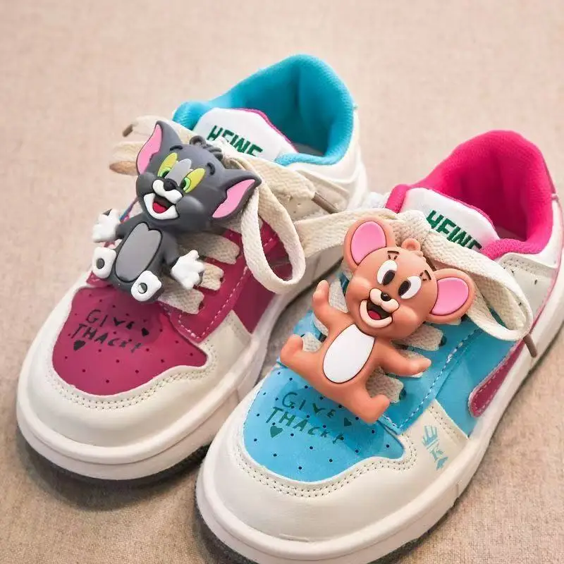 ص ‌ إيل صور 2025 جديد ربيع الخريف لطيف القط والفأر الكرتون الفتيات الأطفال أطفال أحذية رسمية sprots حذاء كاجوال الشقق