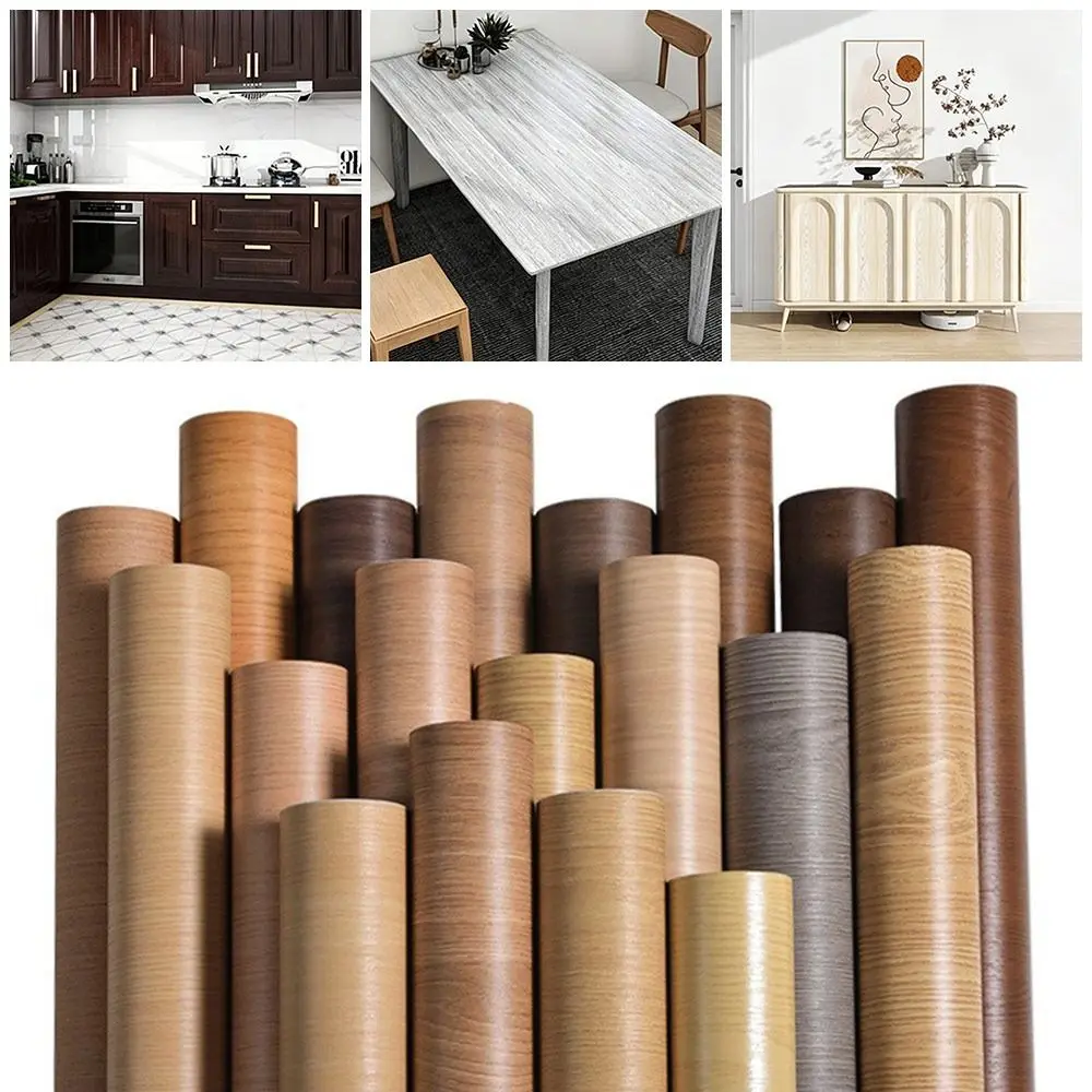 Multifunctional Self Adhesive Wood Wallpaper Decorative Film Waterproof Wall Stickers Wood Grain Stickers Furniture Renovation