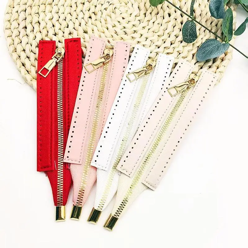 15cm Heavy Duty Gold Metal Zippers 5cm Wide PU Close-end for Handbag Briefcase DIY Sewing Repair Craft Making Accessories