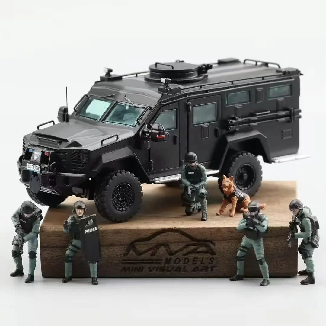 Diecast 1:64 Scale MVA Panda Armored Vehicle Blast-proof Vehicle Alloy Car Model