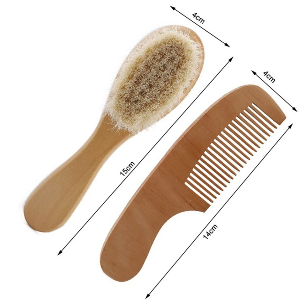 Newborn Baby Hair Bath Brush Infant Head Massager Comb Natural Wooden Soft Wool Brush Head Comb Portable Brush Comb For Kids