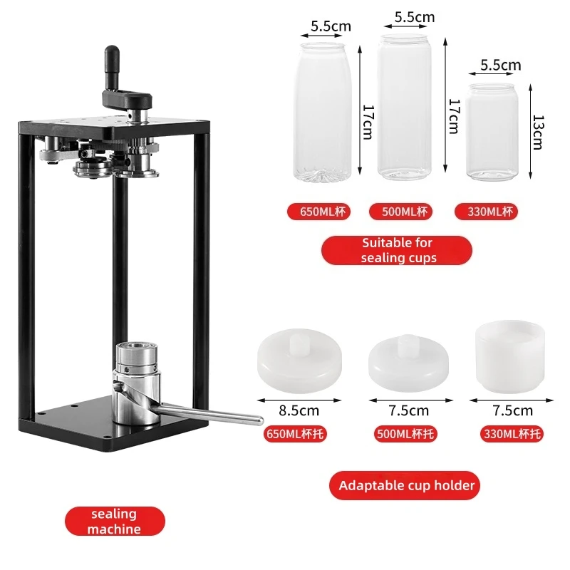 Commercial Manual PET Bottle Sealing Machine, Suitable for 330ml 500ml Disposable Plastic Bottles for Milk Tea and Soda Drink Sh