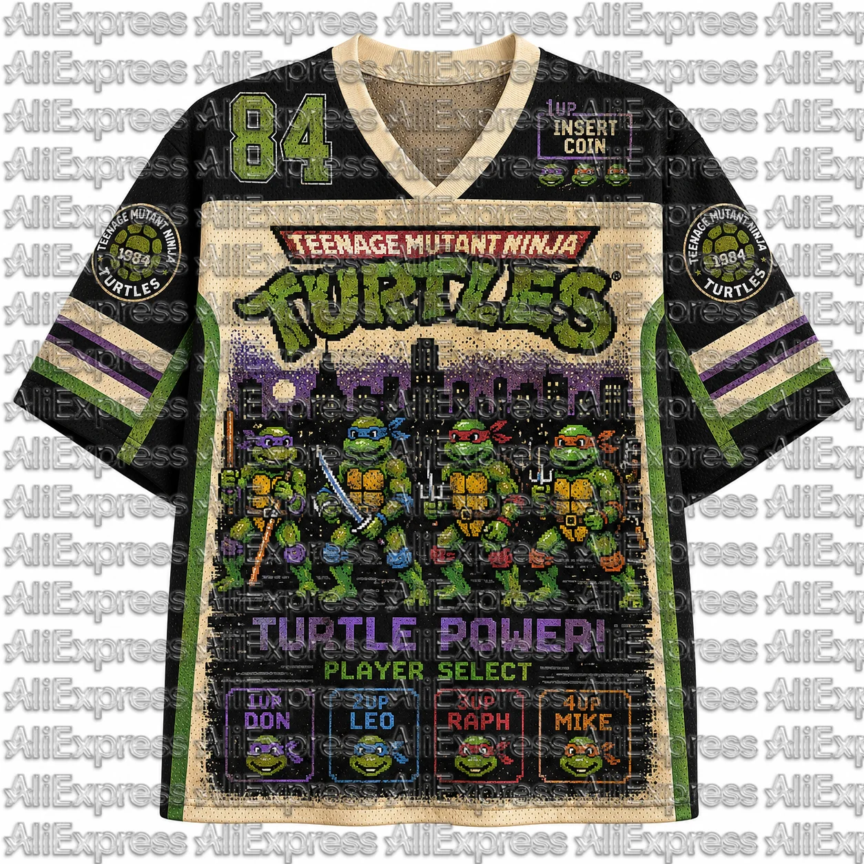 2026 Popular 80s Themed Sports Fashion Short Sleeved V-neck Mesh Streetwear Retro Band Movie Game Fan Gift T-shirt
