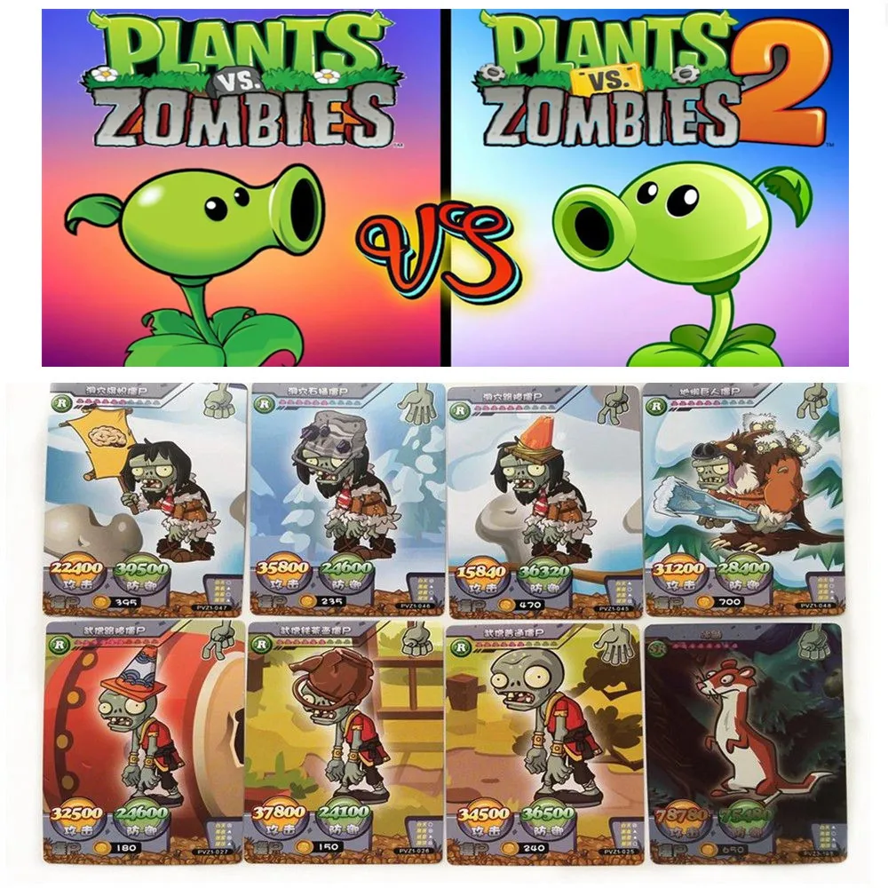 5 Packs/Set Plants Vs Zombies Garden Plants Cards Pea Shooter Nutty Wall Action Figures Card Trading Collection Gift Toy