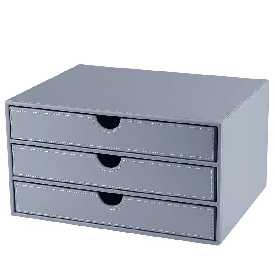 

Desktop A4 File Holder 3 Drawers Grey Stackable Tray Executive Office Organizer Storage Cabinet