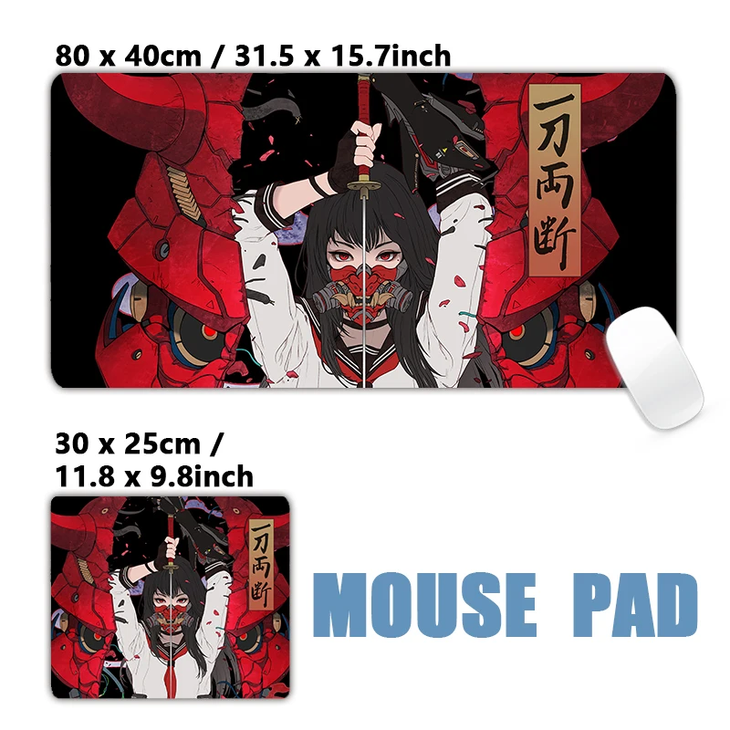 1Pc Large Size Japanese Hannya Prajna Demon Oni Samurai Mask Girls Design Gamer Speed Mouse Pad Mousepad XXL Keyboard Desk Mat