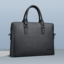 Fashionable men's briefcase, large capacity cowhide laptop bag, multifunctional tote bag