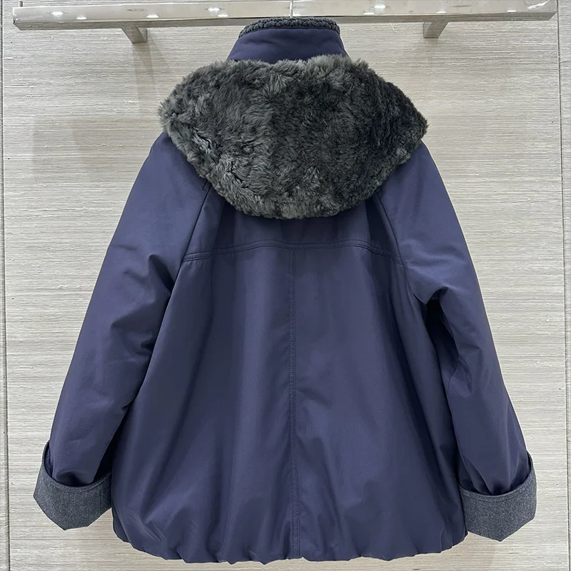 Hochwertiger Daunen-Steppkörper + Strickkragen + Pelzmütze – Damen-Wintermantel 2025, neue Damenkleidung 25121893