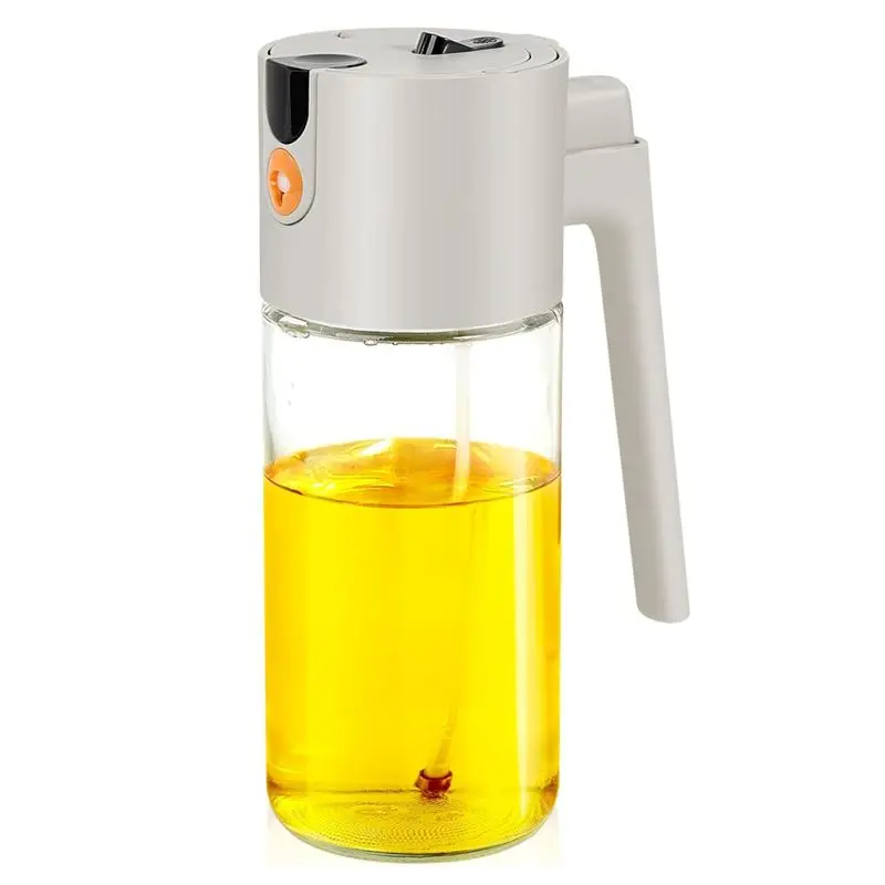 ABGE-Glass Oil Dispenser Bottle,600Ml/21Oz, 2-In-1 Oil For Cooking& Olive Oil Mister Featuring Evenly Adjustable Portion Control