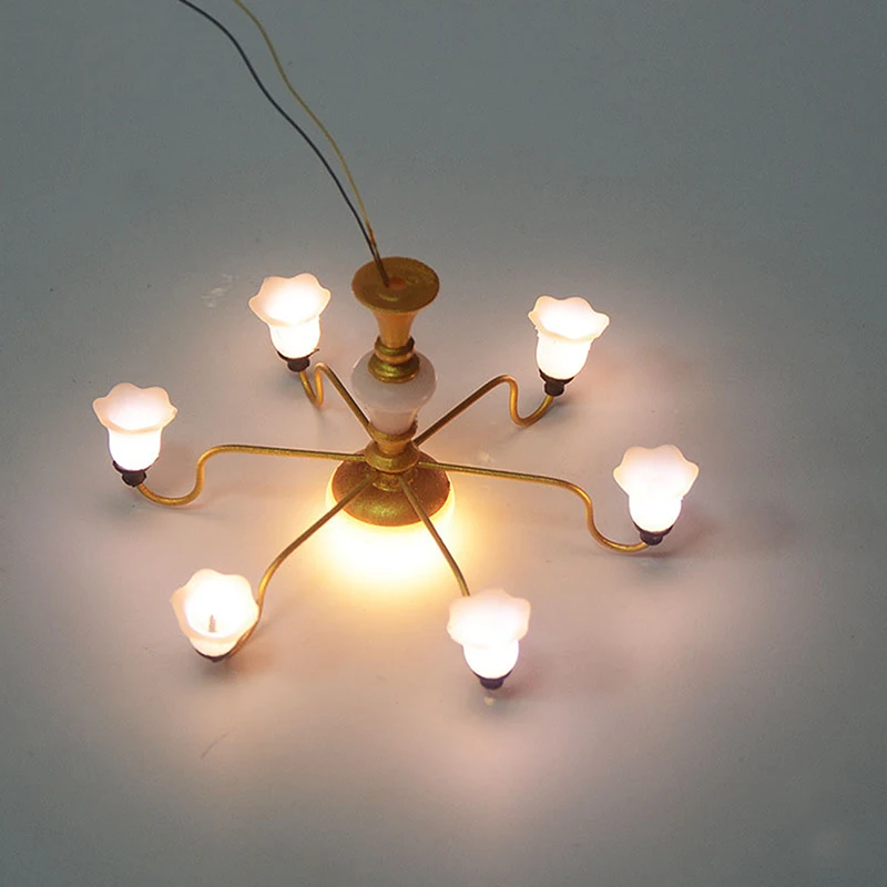 Lampada da soffitto a LED mobili per case delle bambole lampadario tavolo di sabbia leggera materiale fai-da-te accessori in miniatura giocattolo per bambini