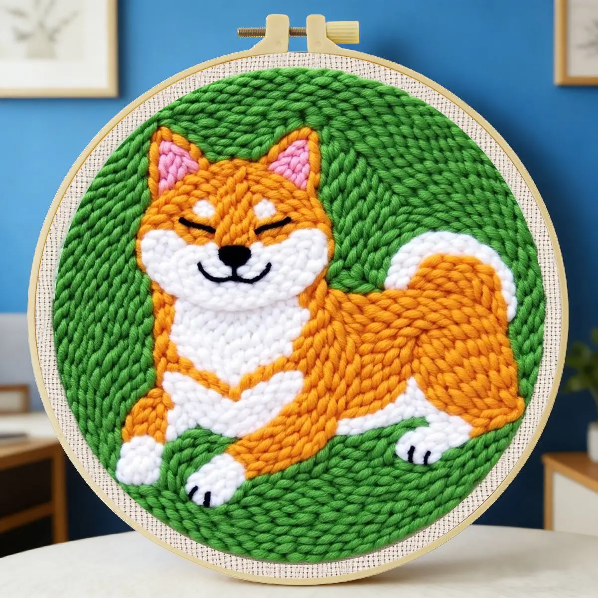 20X20CM/7,87 Zoll Tier - Hund Stanznadel-Stickset, Stickerei, gestrickte Stickerei, DIY handgemachtes Geschenk, Nähkunst – Detail 6