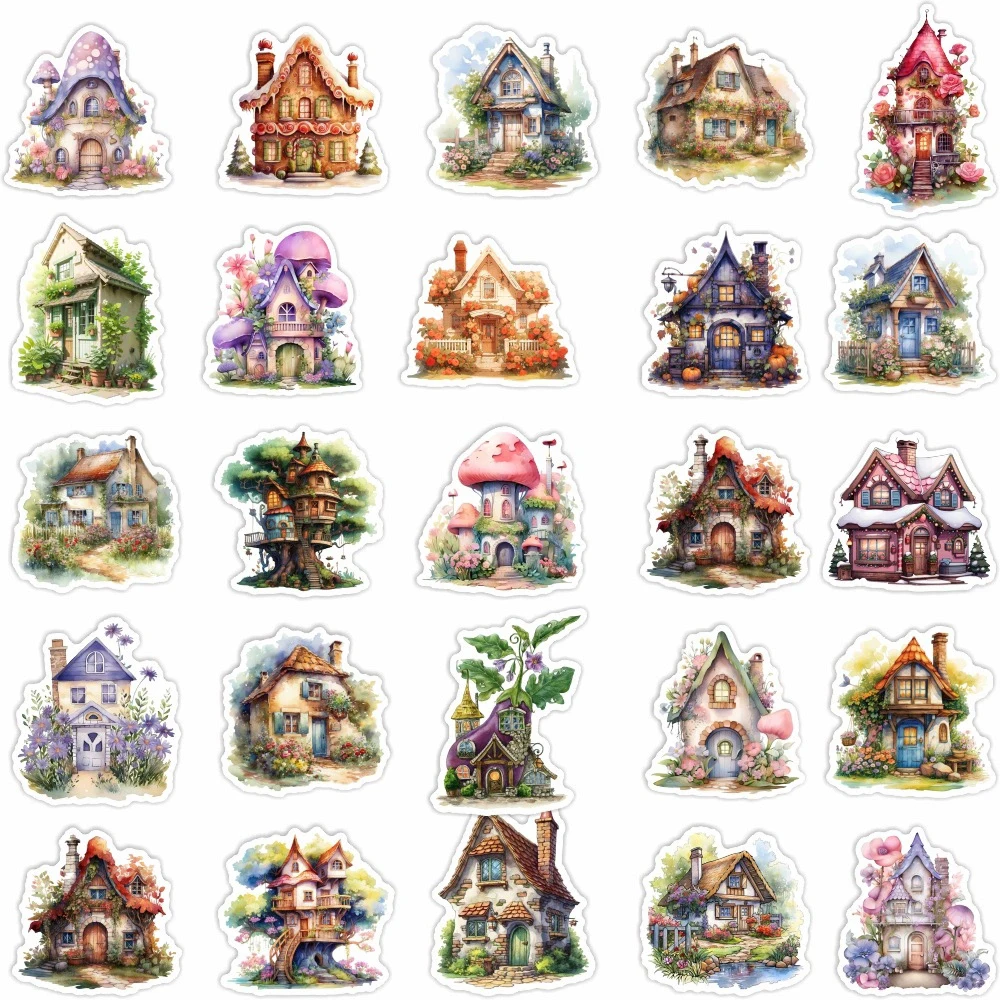 10/30/50 قطعة الرجعية خرافة الزهور منزل الكرتون ملصقات لطيف الإبداعية الشارات ل القرطاسية الأمتعة الغيتار الجمالية ملصق #6