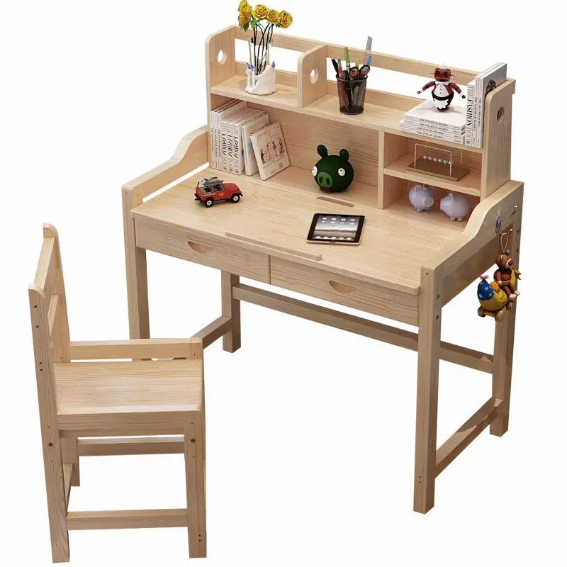 desk household primary school students bedroom pure study table writing chairs solid wood all