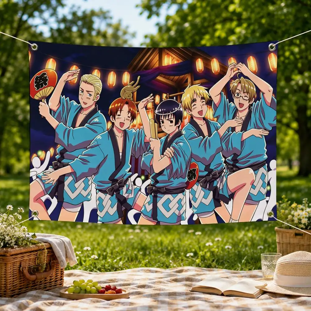 Axis Powers Cartoon Hetalia Axis Flags Wall Hanging Flag Banner for Bedroom Dorm Party Festival Camping Indoor Outdoor Decor