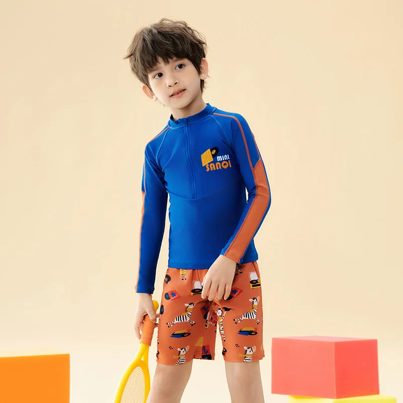 

Boy Long Sleeve Professional WaterProof Surfing Beach Surfing Swim Rash Guard Kid Sun Protection Quick-Dry Bathing Shirt Trunks