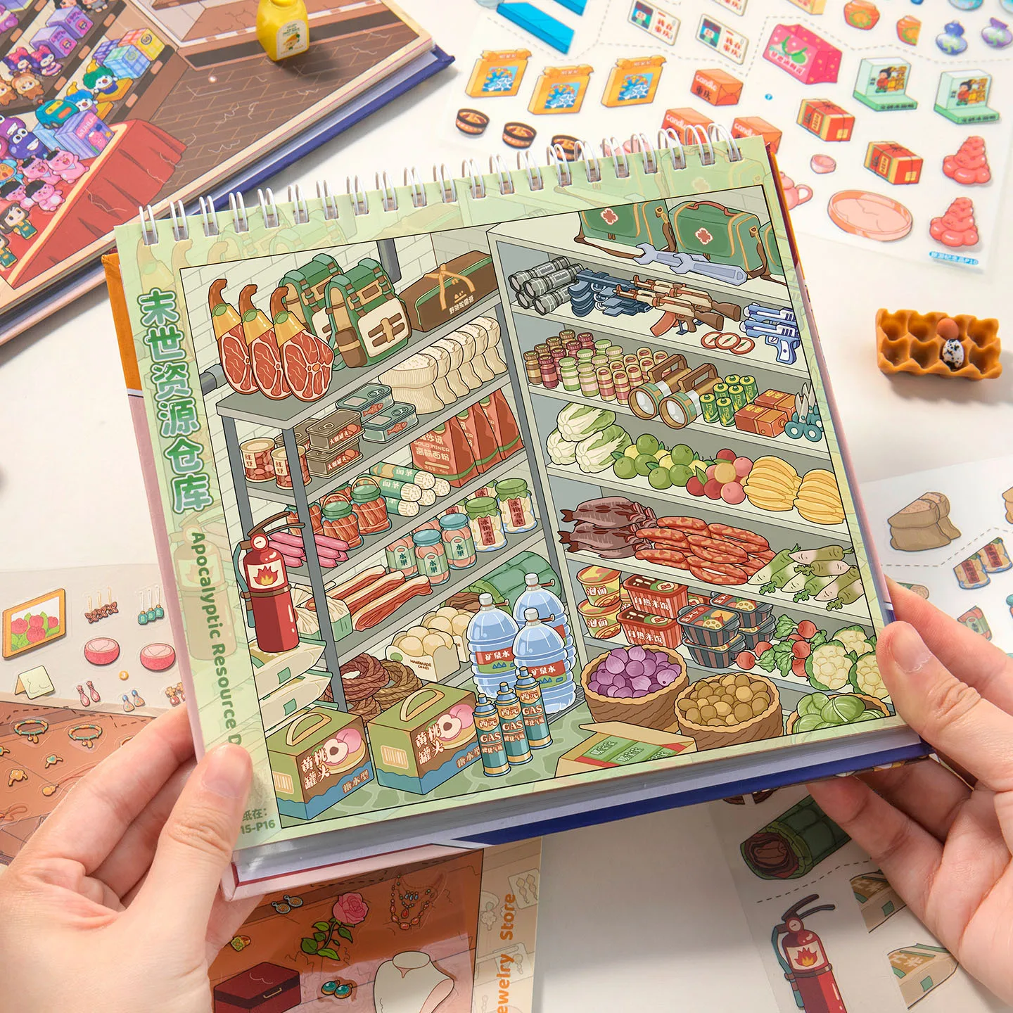 Kawaii  simulator 3D Toy Store Landscape Sticker book DIY Pocket Cabin Scene festival gift