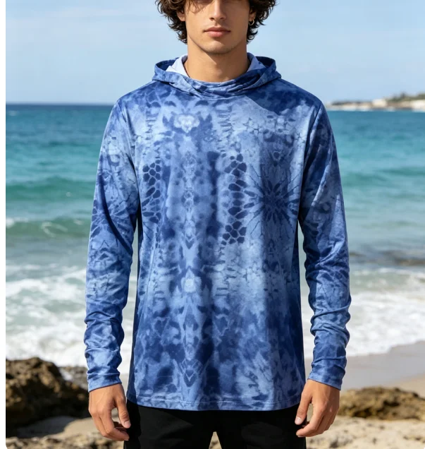 

2025 Summer Men Hooded Long Sleeve Performance Fishing Shirts Jersey Fishing UV Hoodies Clothing Face Mask