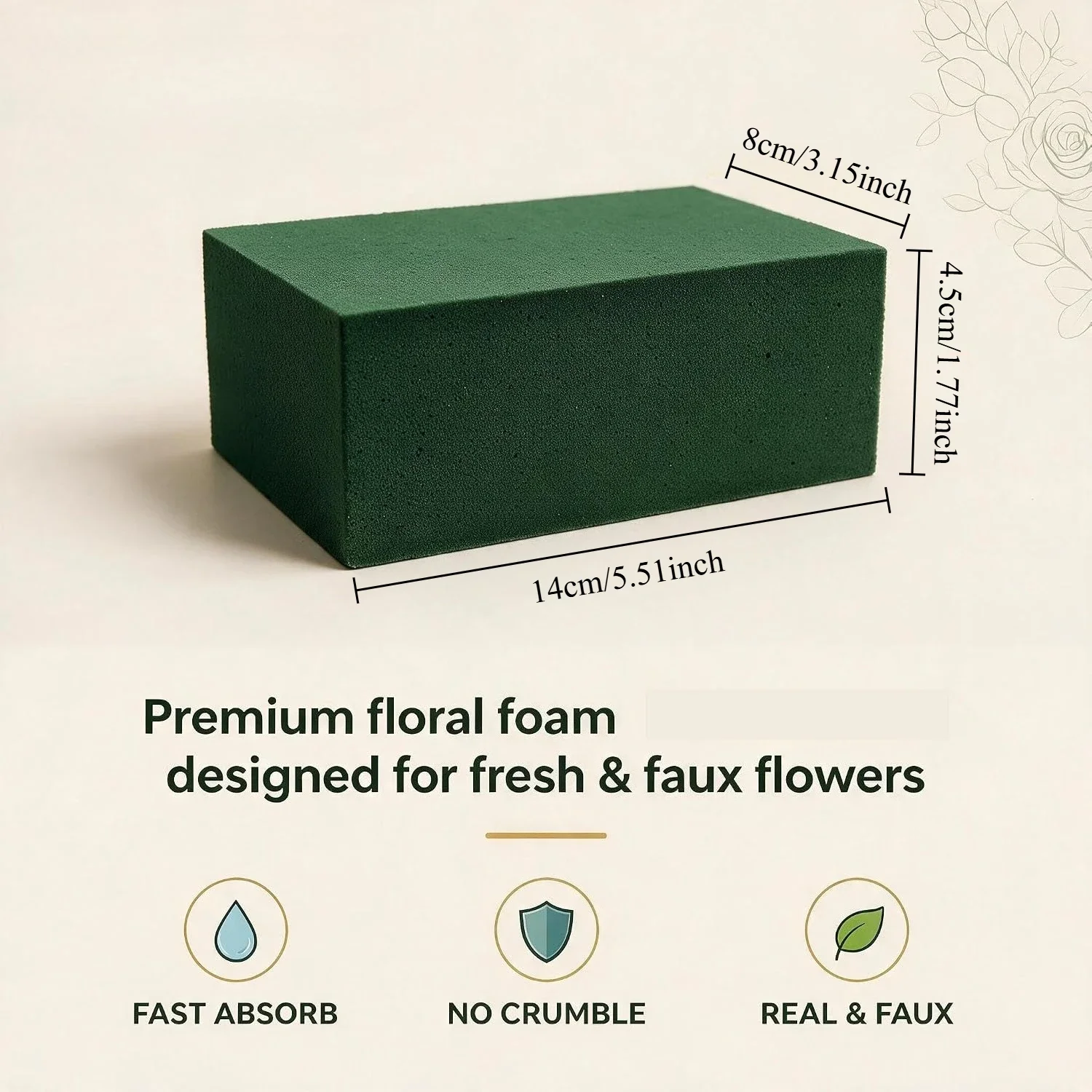 6pcs Floral Foam Bricks5.5x3.1x1.7 Inch, Wet & Dry Use Flower Foam for Floral Arrangements, Wedding Decor, Home Decoration