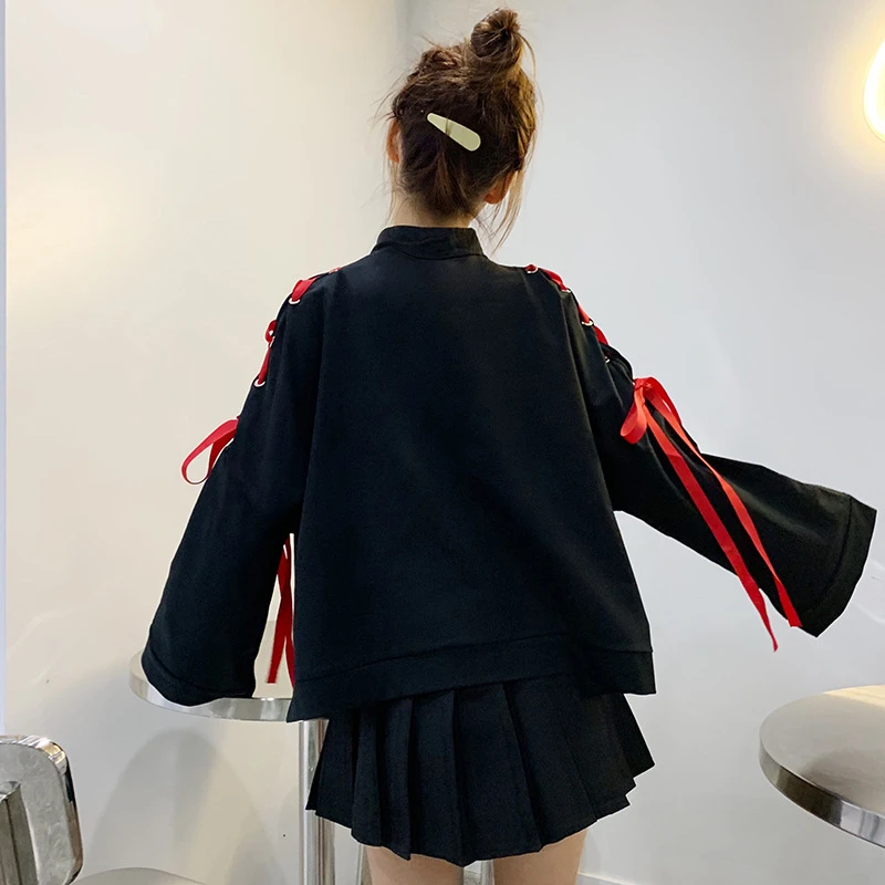 2024 Inizio Autunno Top Ins Gusto Strano Carino Girocollo Felpe Ragazza Giapponese Manica Cravatta Anime Stampa Maglione Abbigliamento Donna