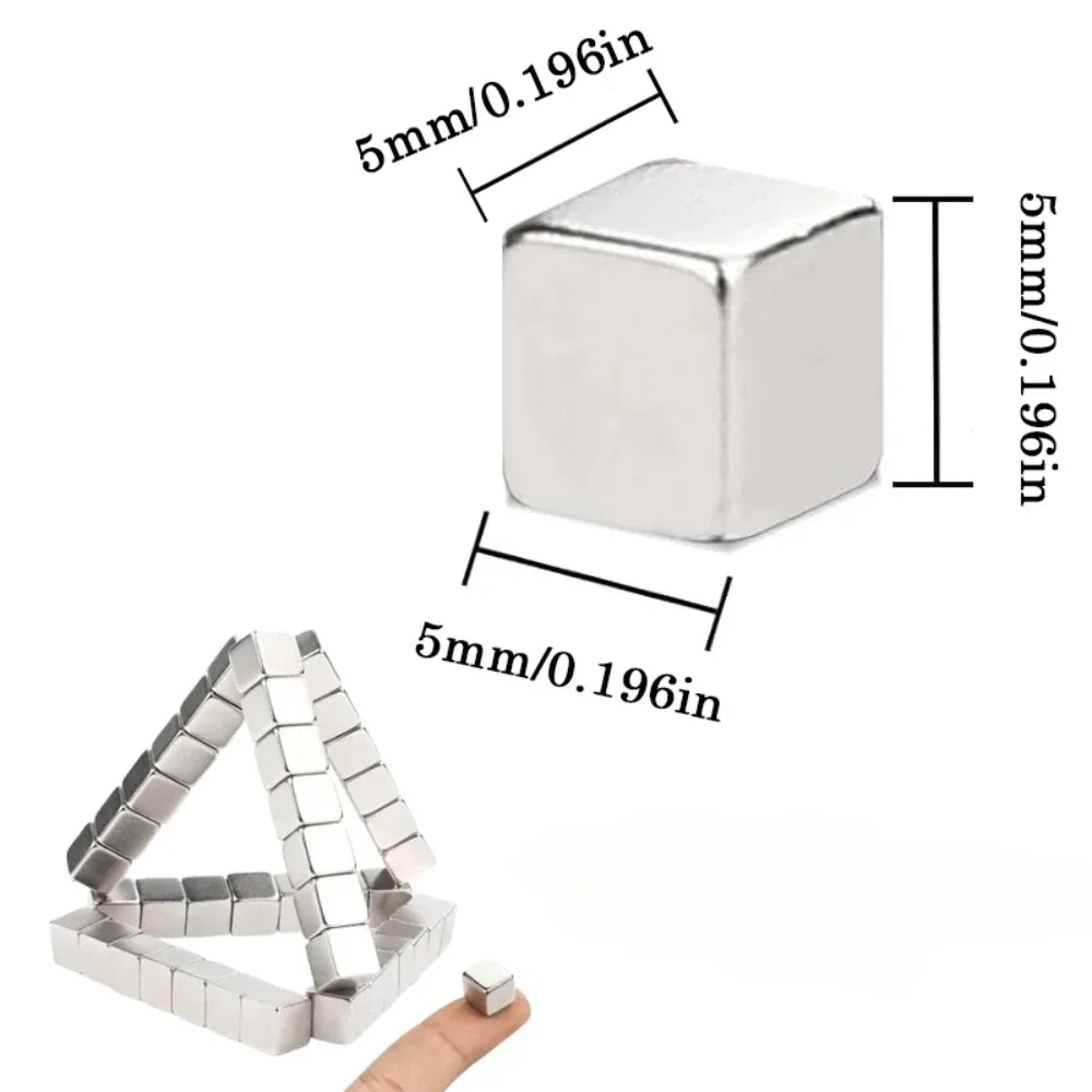 5x5x5/10x10x10mm Assorted Size Rectangular Magnet Blocks, Multipurpose Magnetic Pieces for Refrigerator, Tool Storage, Household