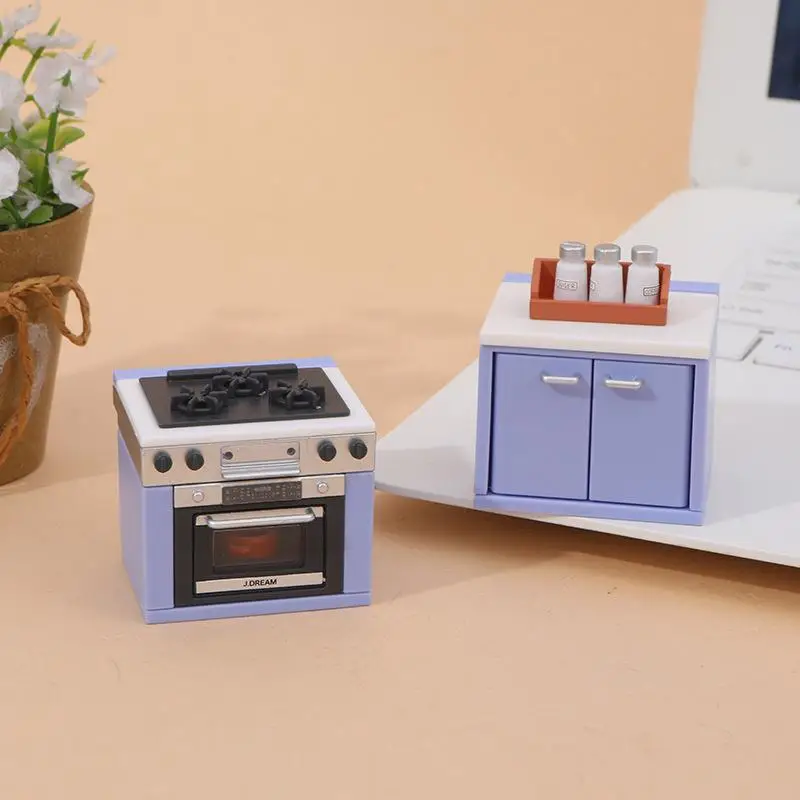 1 ensemble d'ustensiles de cuisine miniatures pour maison de poupée, modèle de cuisinière à gaz, accessoires de cuisine pour décoration de maison de poupée, jouets de jeu de Simulation