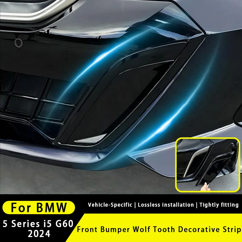 

For BMW New 5 Series i5 G60 2024 Car Front Bumper Wolf Tooth Decorative Strip Body Kits Car Exterior Accessories