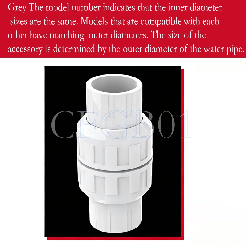 PVC One Way Non Return Check Valve 25,32,40,50,63,75,90 110 160mm Metric Solvent Weld Pressure Pipe Fitting Aquarium Garden
