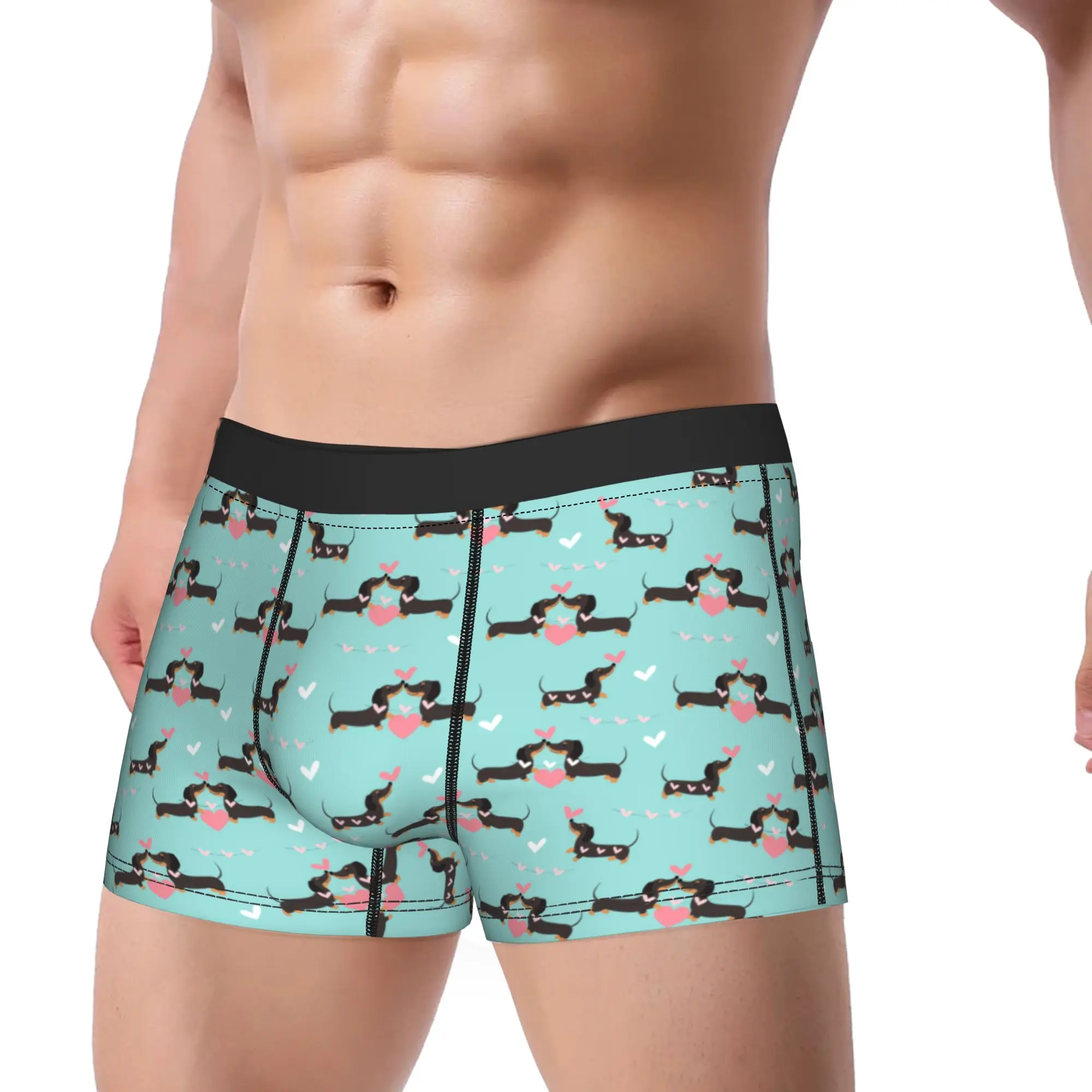 Dachshund dogs in love and hearts Underwear  Custom DIY Trunk Hot Sale Man Panties Breathable Shorts Briefs Birthday Present