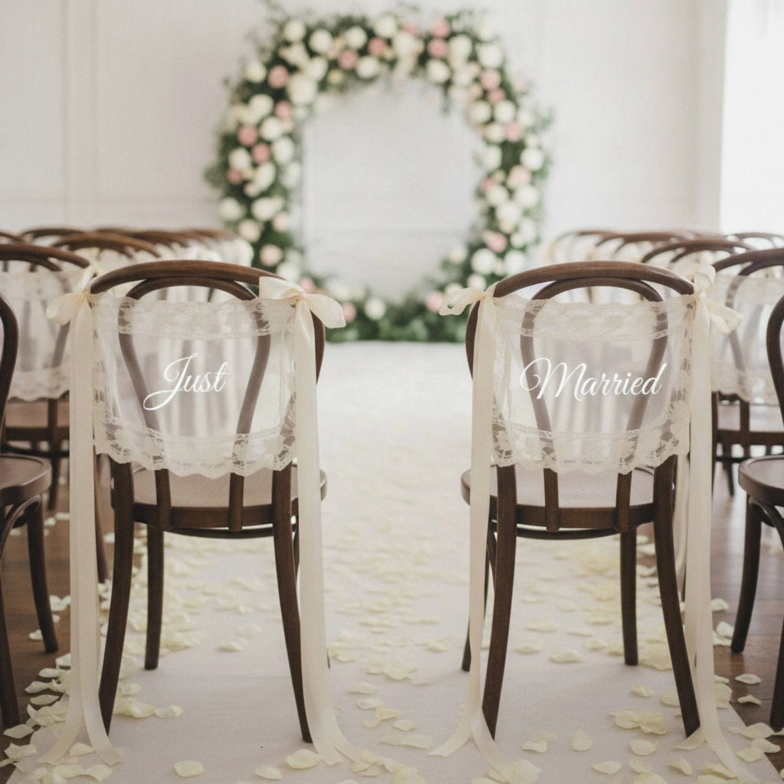 Tulle Chair Bows with Lace Delicate Chair-Back Decorations with Ribbons Sash Versatile Easy to Use for Brides