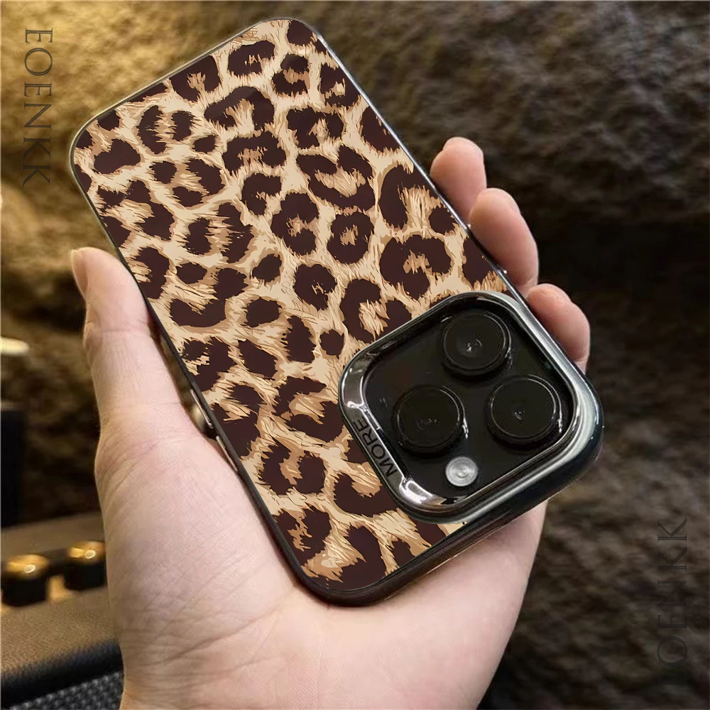 Brown Leopard Anti-drop Armour Phone Case For Samsung Galaxy S25 S24 S23 S22 S21 S20 Ultra Plus FE A25 35 A55 5G Hard Cover
