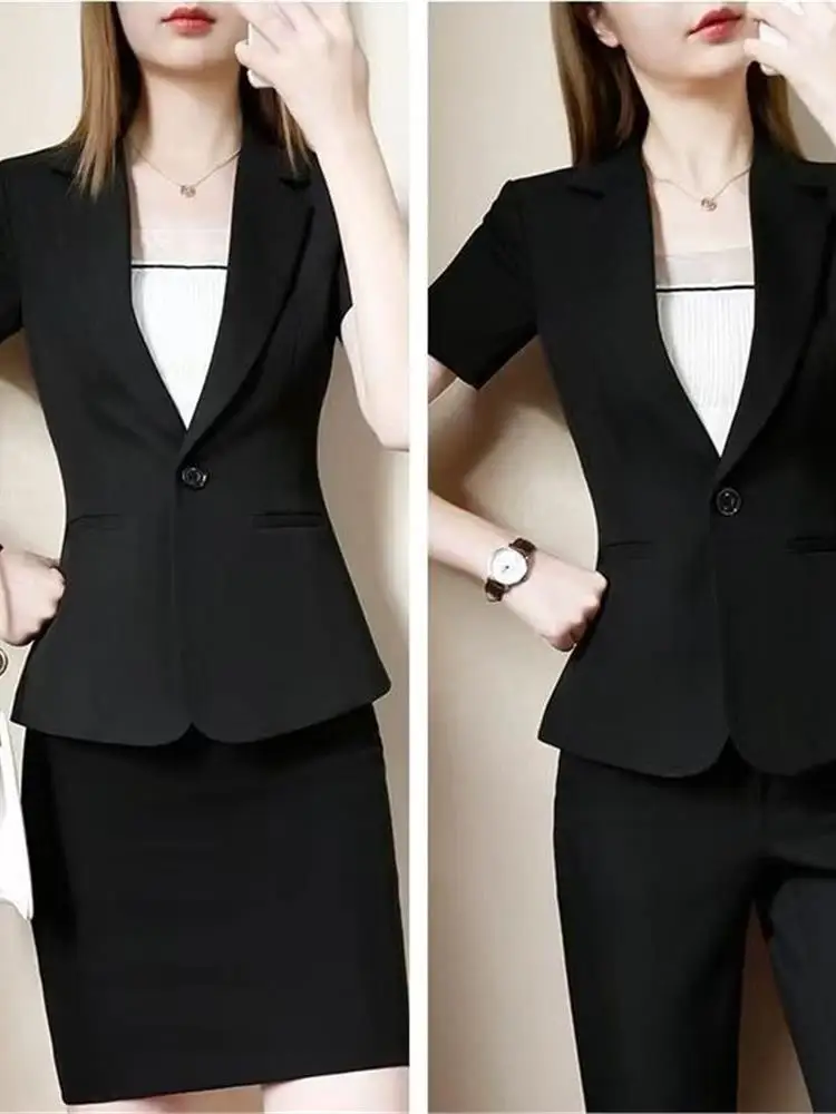 

Slim Fit ort Sve Bla White Тонкий костюм Jaet для женщин Лето Новый Sle Легкий Profional Work orm West...