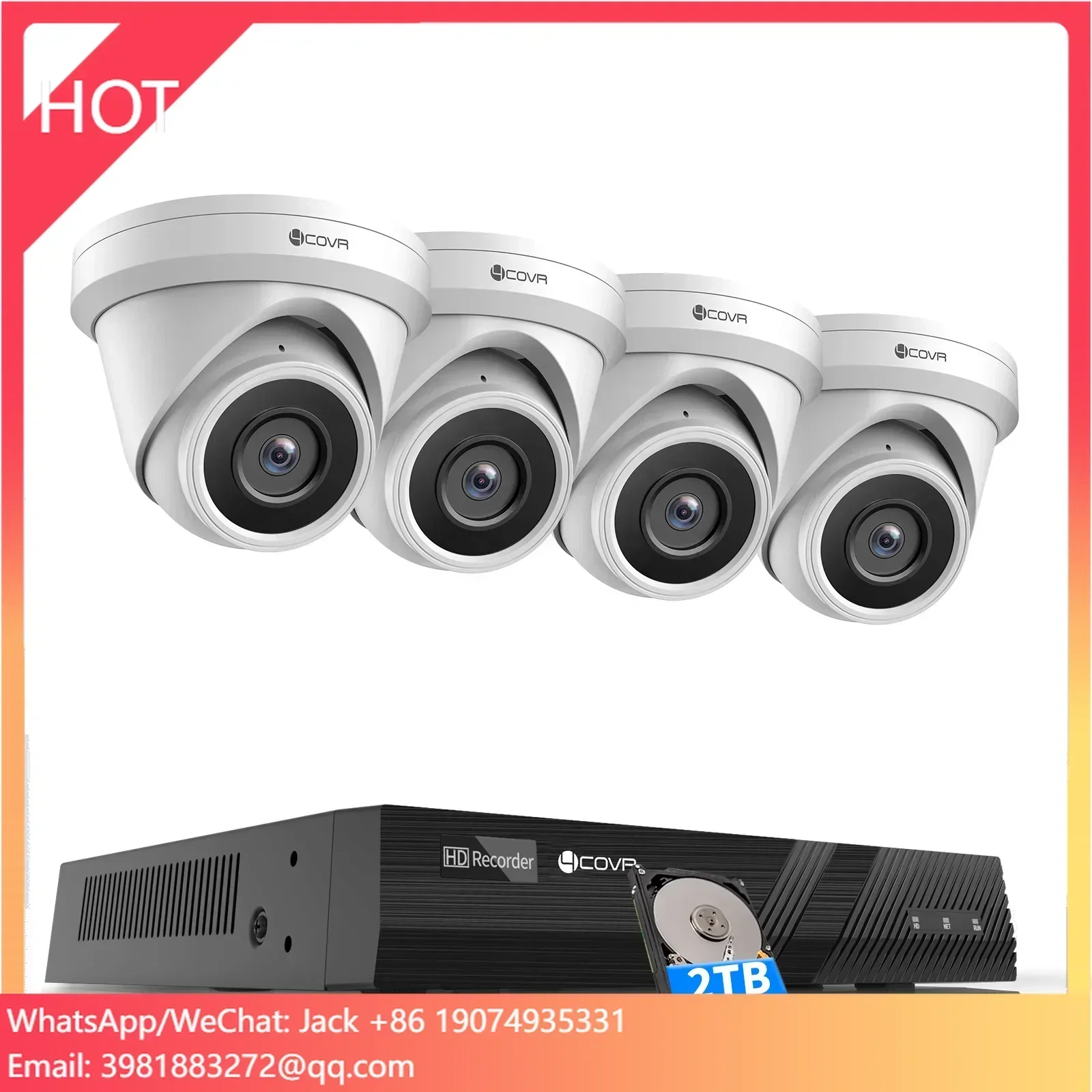 

4X 5Mp Camera Outdoor Turret 8 Channel PoE NVR AI Person Detection Built-in Mic Night Vision Home Security Cctv 4 Camera System