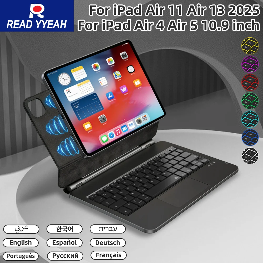 

Магнитный чехол-клавиатура Magic Keyboard для iPad 11-го поколения 2025 A16 13 дюймов 11 дюймов, беспроводная Bluetooth-клавиатура для Apple iPad Air 4, Air 5, Pro 11