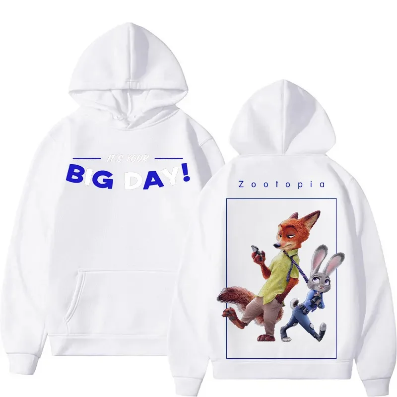 Otoño Invierno ropa para parejas sudaderas con capucha con estampado de Zootopia sudadera con capucha para hombres y mujeres Y2K jerseys de algodón de gran tamaño