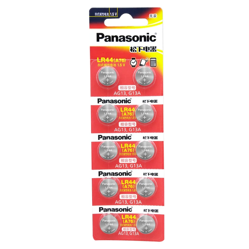 10 szt. Bateria alkaliczna Panasonic LR44 A76 AG13 LR1154 SR1154 SR44 GP76 1.5V do kalkulatora zegara do zegarka elektryczna zabawka