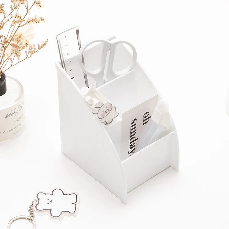 Multi-function Plastic PP Desktop Storage Box Case 3 Grid Sub-grid Make up Cosmetic Holder Desk Pen Pencil Organizer