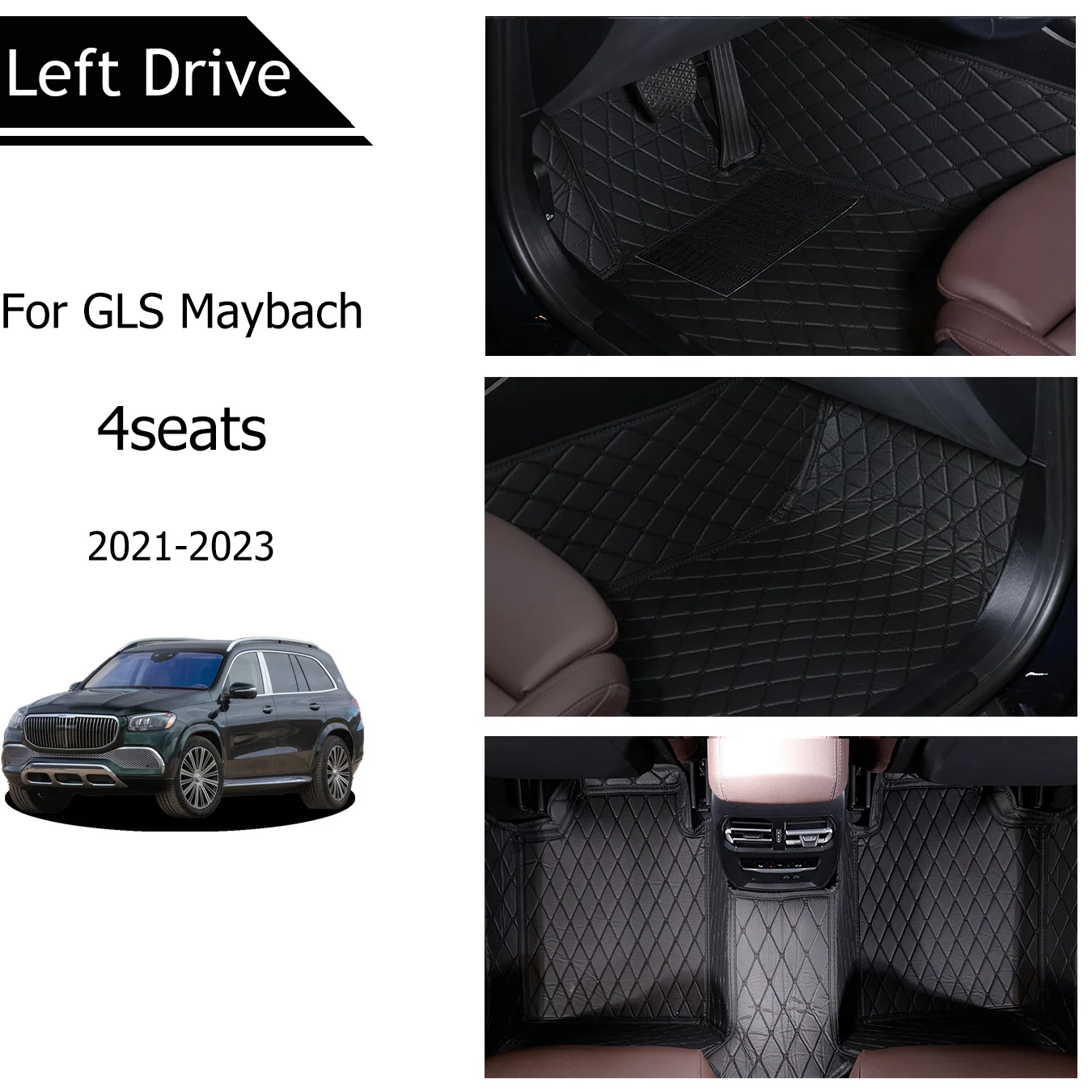 [LHD] For Mercedes-Benz For GLS Maybach 2021-2023 Three Layer PU Leather Stereo Full Cover Anti-Slip Car Mat